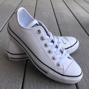 New Size 7 White Leather Converse- Never Worn